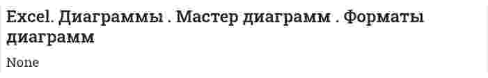 Excel. Диаграммы . Мастер диаграмм . Форматы диаграмм