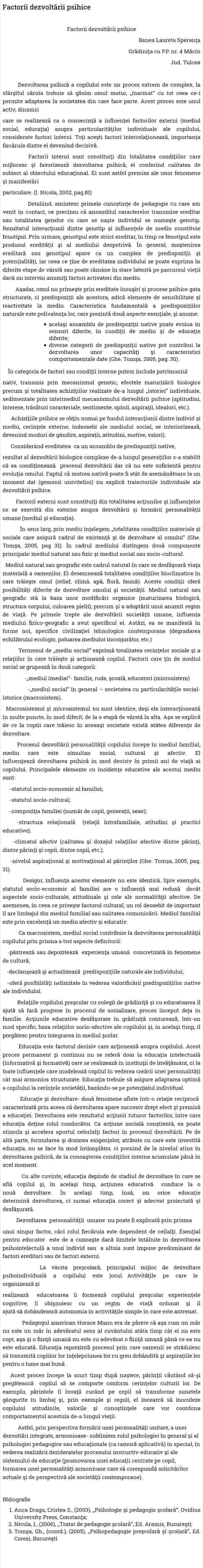 Factorii dezvoltării psihice