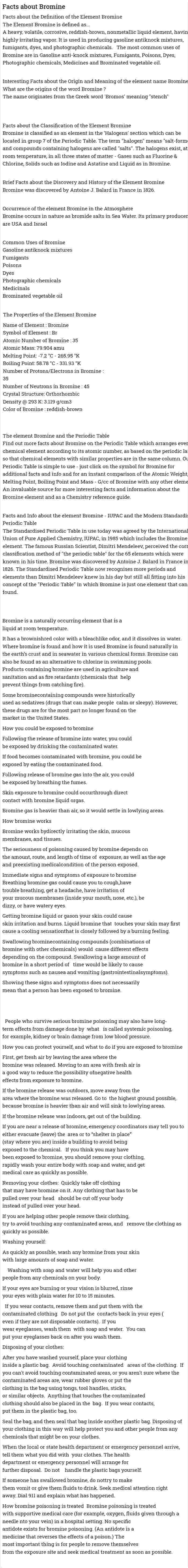 Facts about Bromine