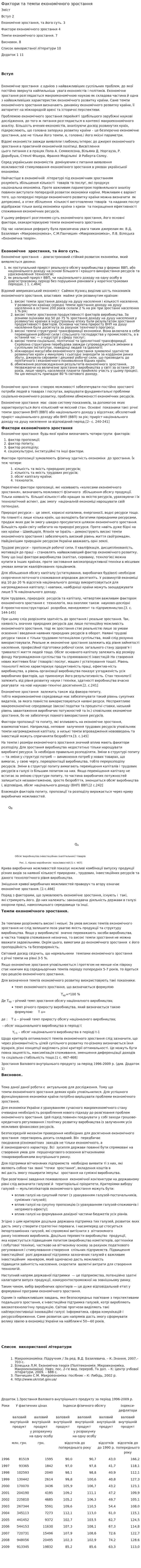 Фактори та темпи економічного зростання. 2