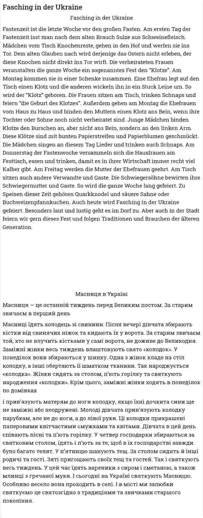Fasching in der Ukraine