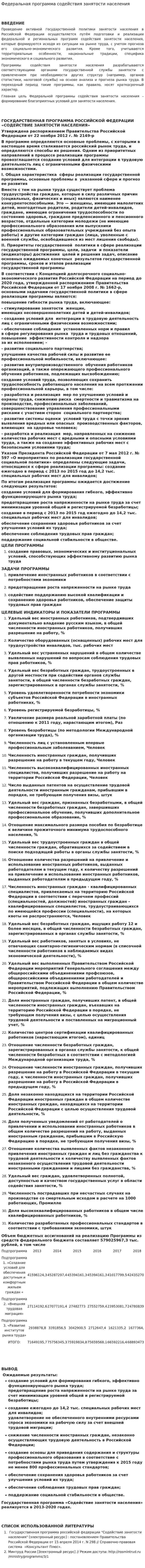 Федеральная программа содействия занятости населения