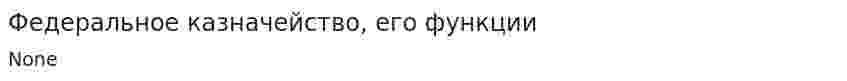 Федеральное казначейство, его функции