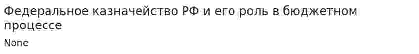 Федеральное казначейство РФ и его роль в бюджетном процессе