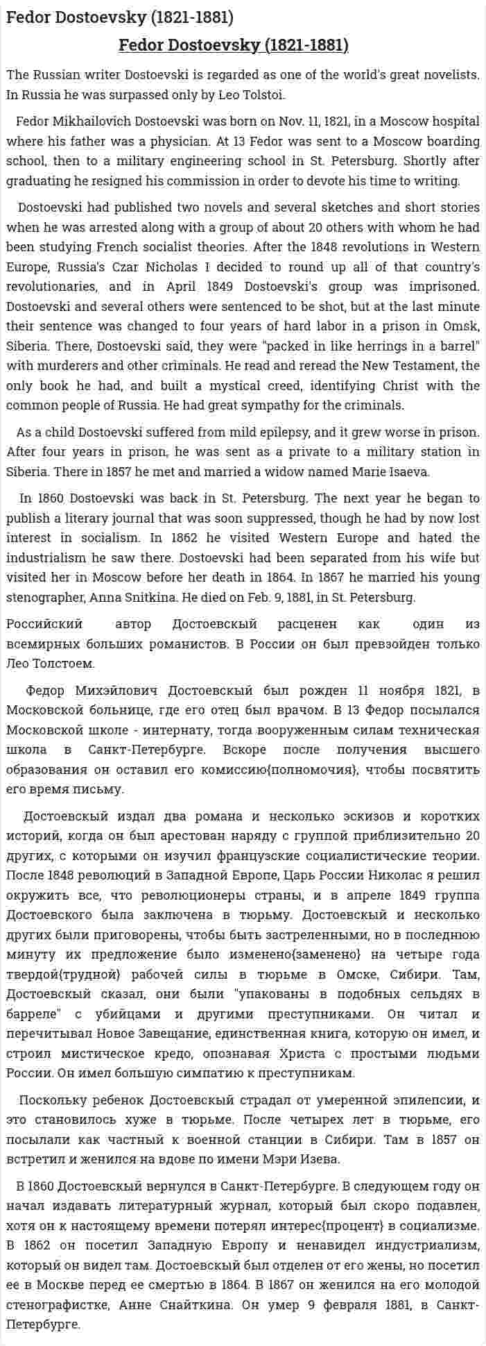 Fedor Dostoevsky (1821-1881)
