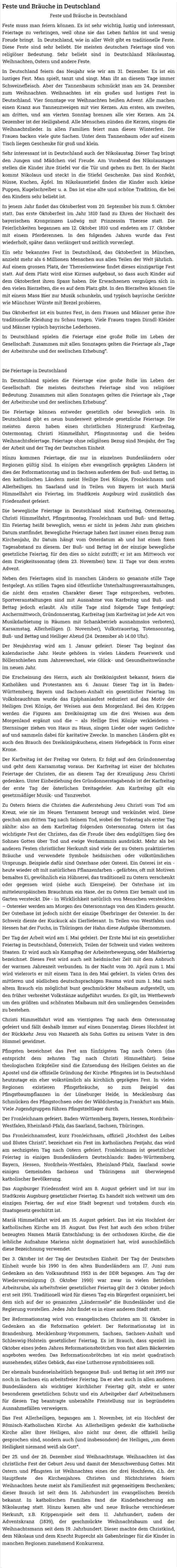 Feste und Bräuche in Deutschland