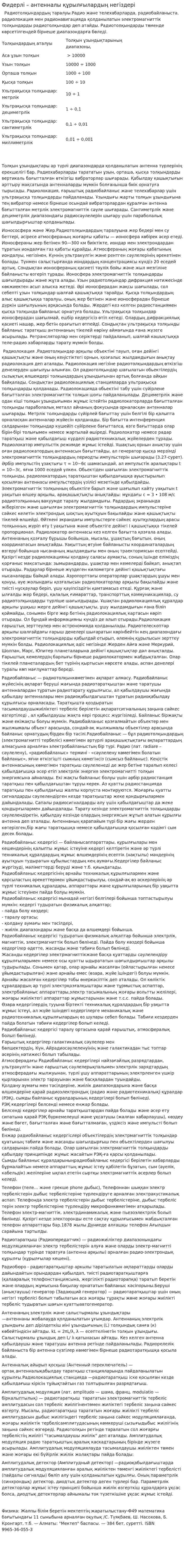 Фидерлі – антенналы құрылғылардың негіздері