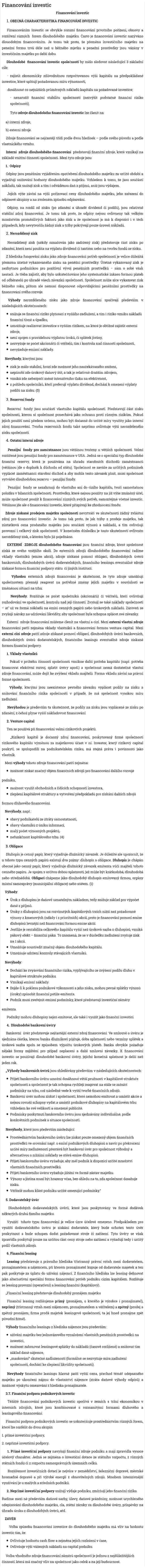Financování investic