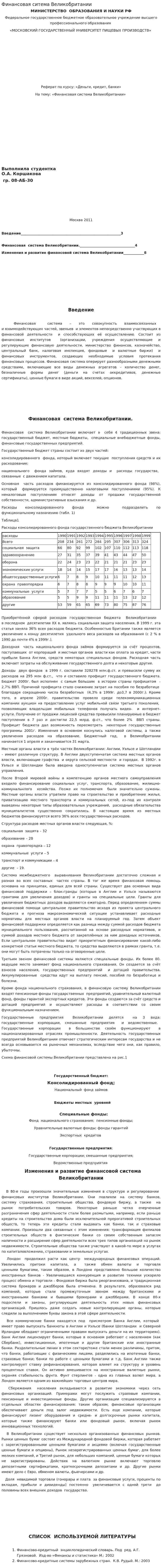 Финансовая ситема Великобритании