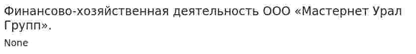Финансово-хозяйственная деятельность ООО «Мастернет Урал Групп».