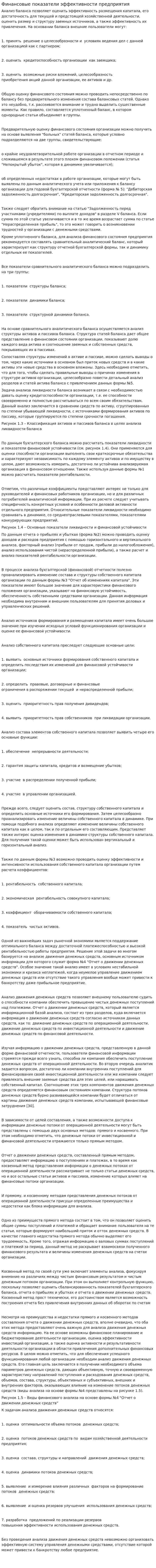 Финансовые показатели эффективности предприятия