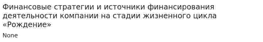 Финансовые стратегии и источники финансирования деятельности компании на стадии жизненного цикла «Рождение»