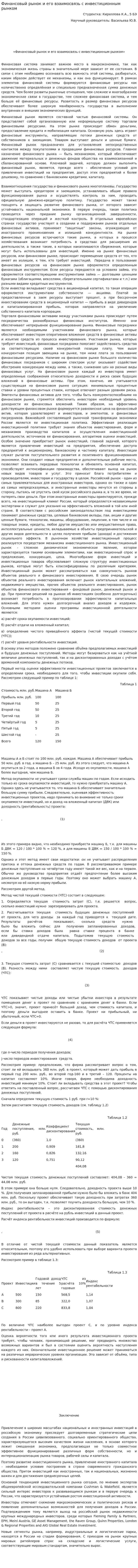 Финансовый рынок и его взаимосвязь с инвестиционным рынком