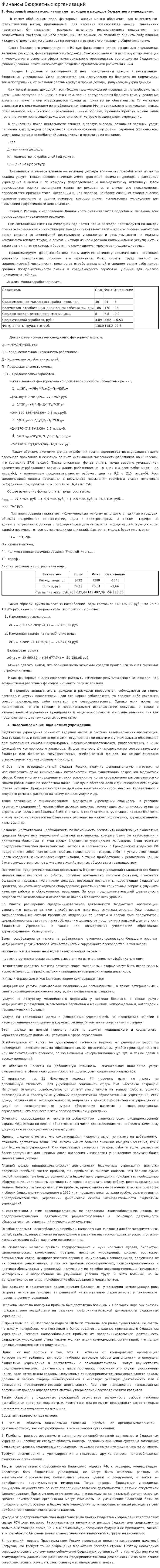 Финансы Бюджетных организаций