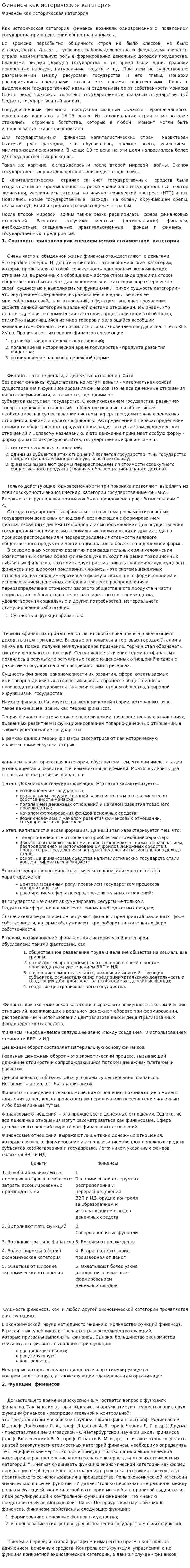 Финансы как историческая категория. 2