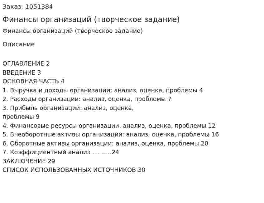 Финансы организаций (творческое задание) 