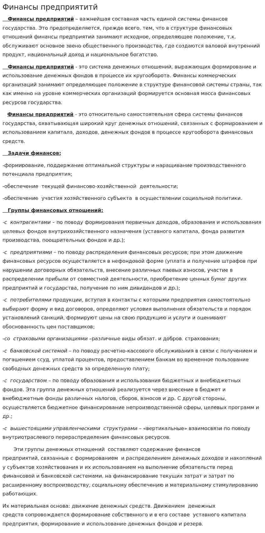 Финансы предприятитй
