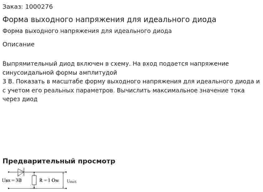 Форма выходного напряжения для идеального диода 