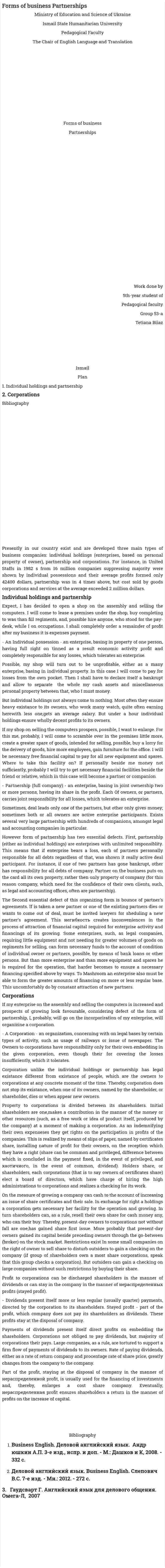 Forms of business Partnerships