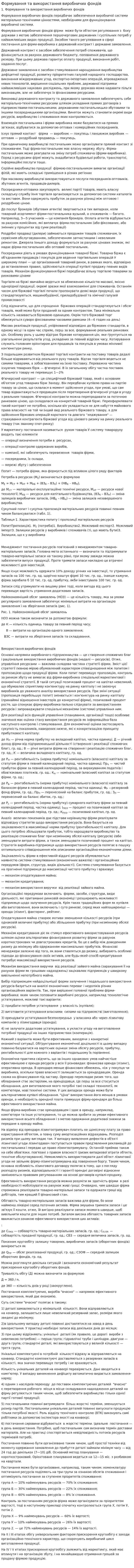 Формування та використання виробничих фондів