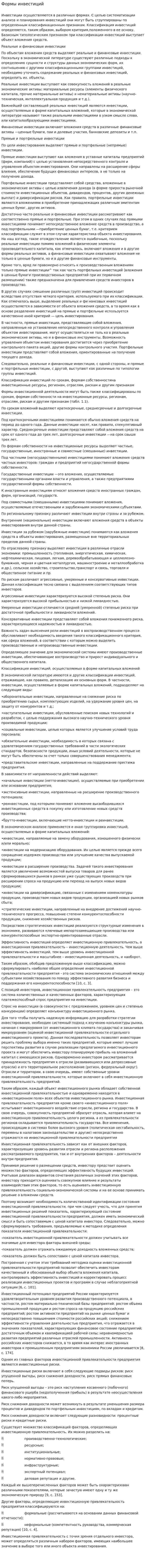 Формы инвестиций