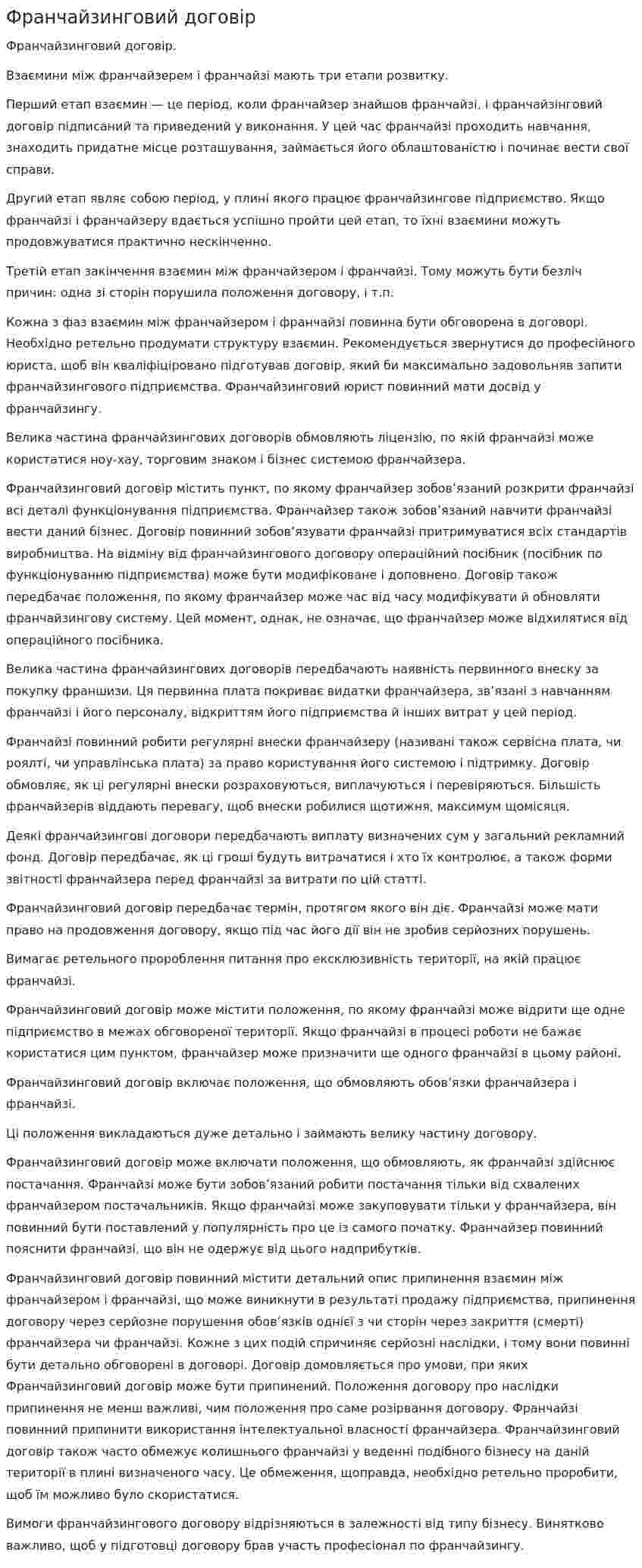 Франчайзинговий договір