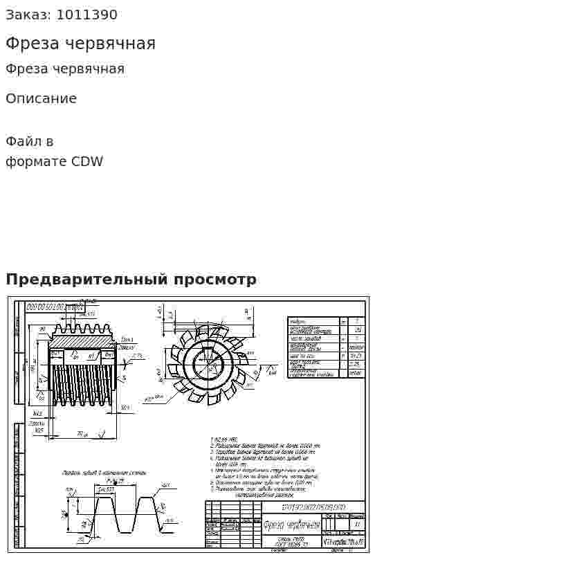 Фреза червячная 