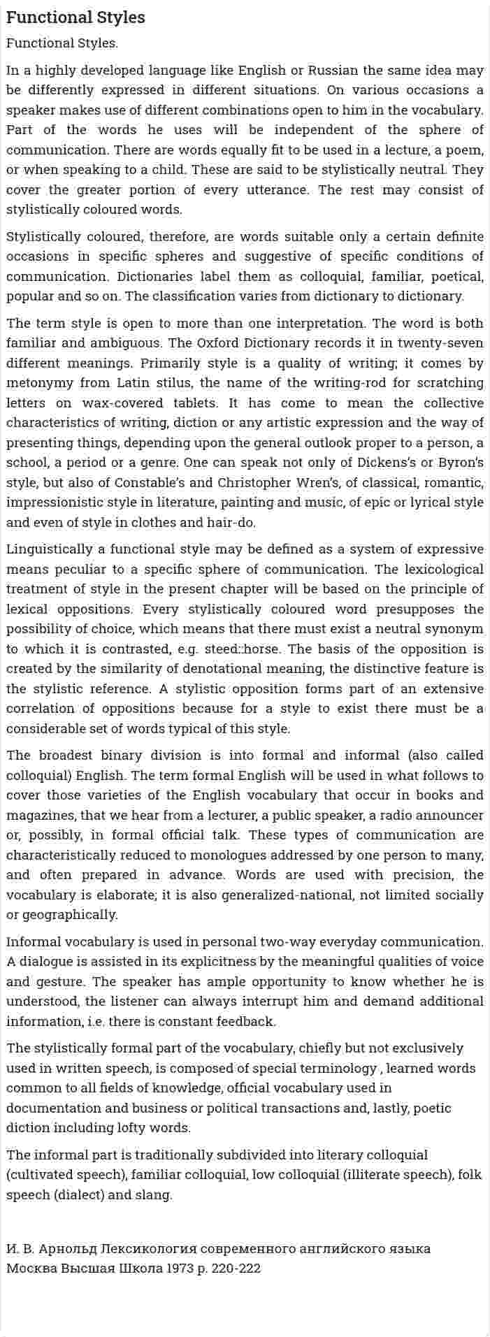 Functional Styles