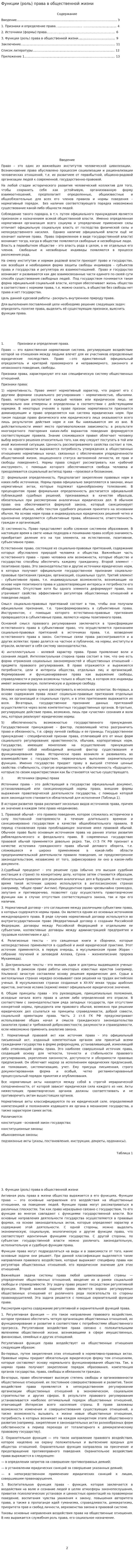 Функции (роль) права в общественной жизни