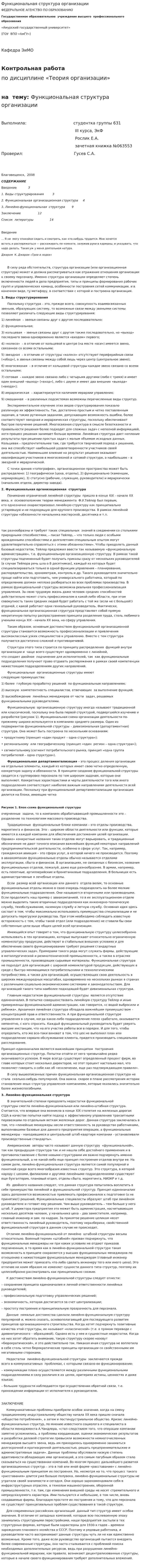 Функциональная структура организации