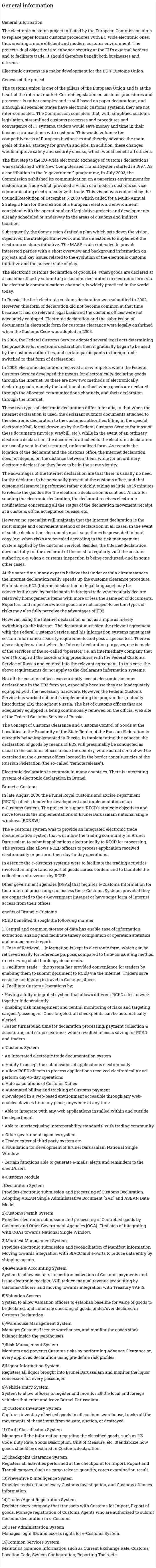 General information