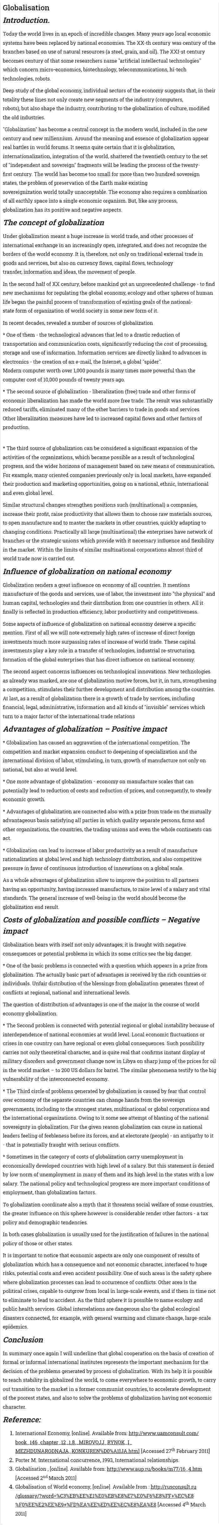 Globalisation