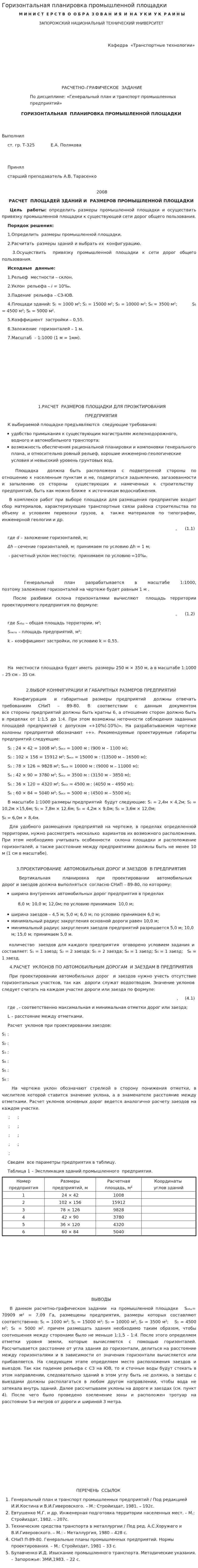Горизонтальная планировка промышленной площадки