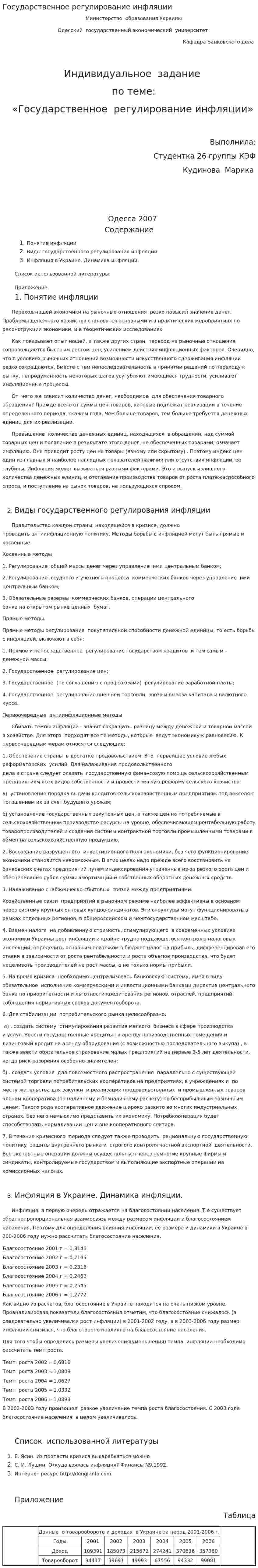 Государственное регулирование инфляции
