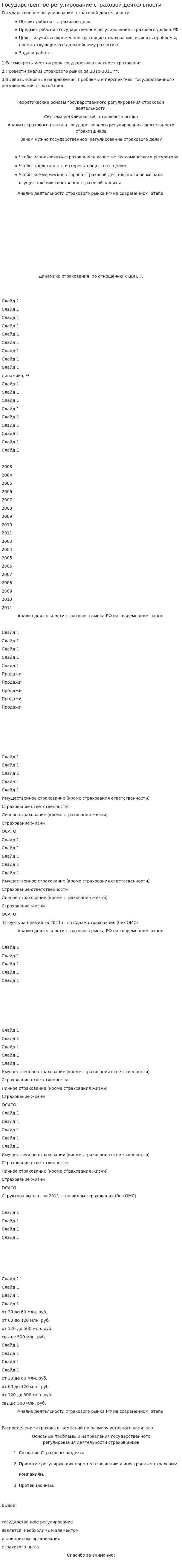 Государственное регулирование страховой деятельности. 8