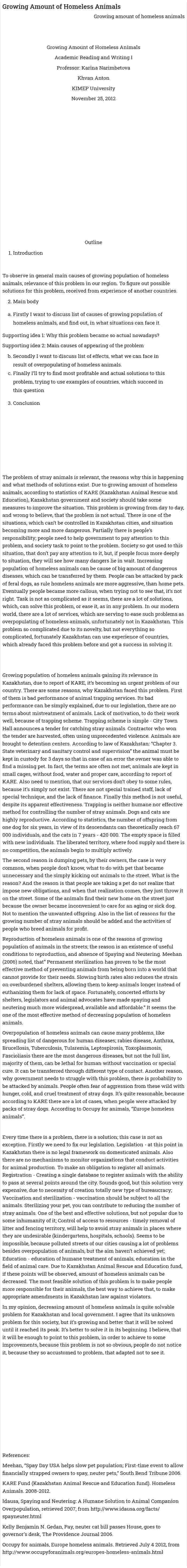 Growing Amount of Homeless Animals