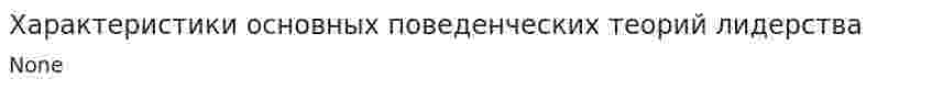 Характеристики основных поведенческих теорий лидерства