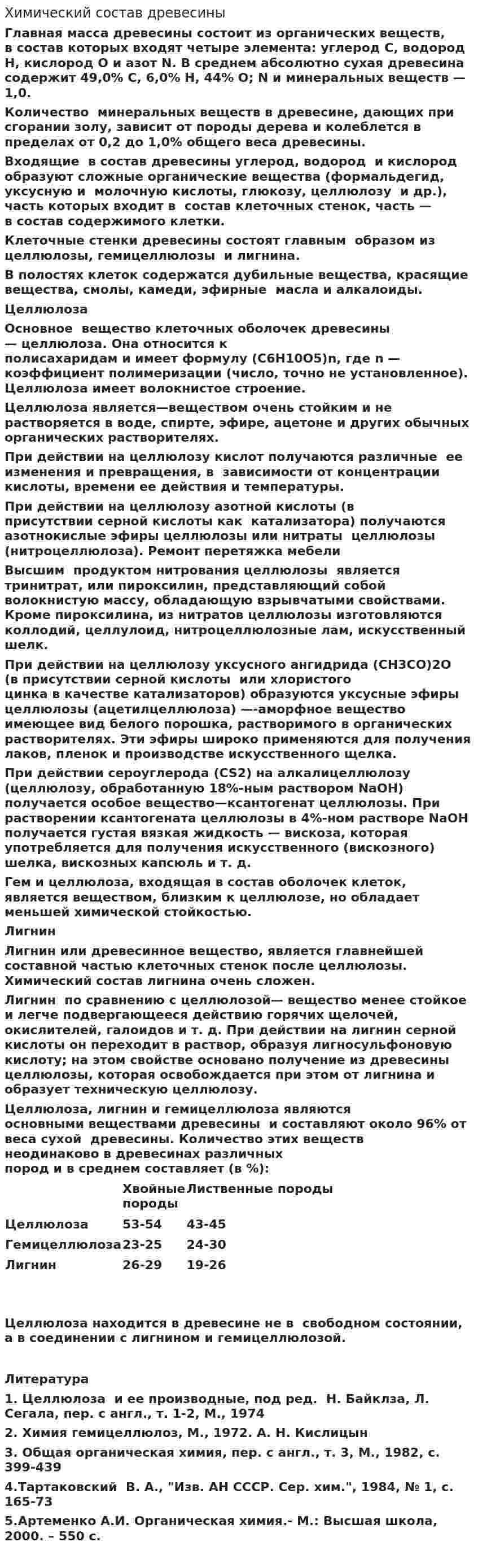 Химический состав древесины