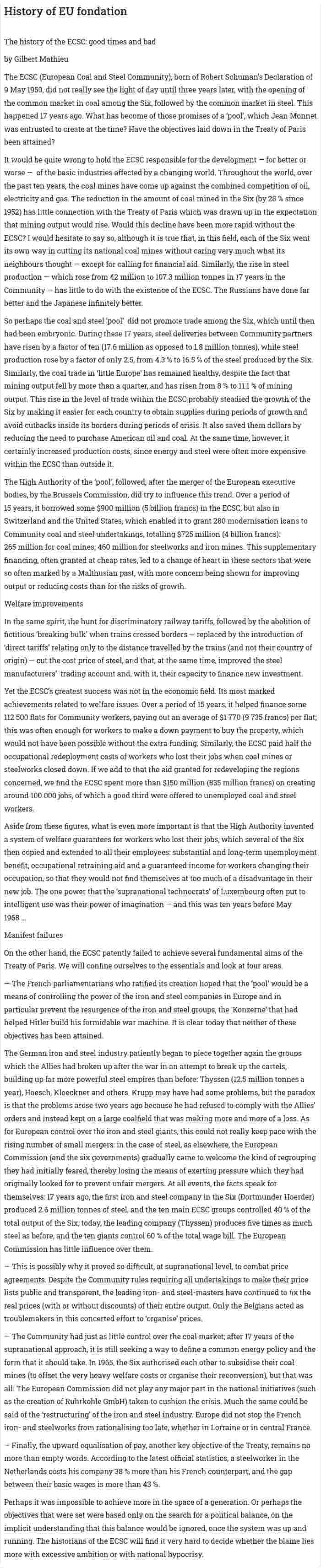 History of EU fondation