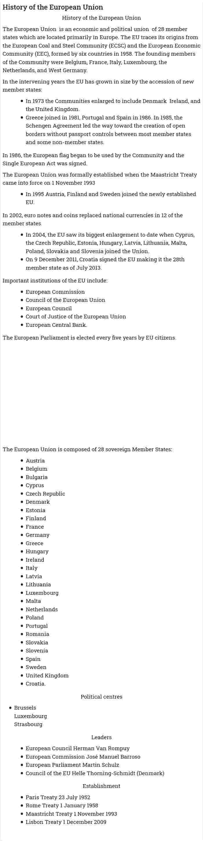 History of the European Union. 2