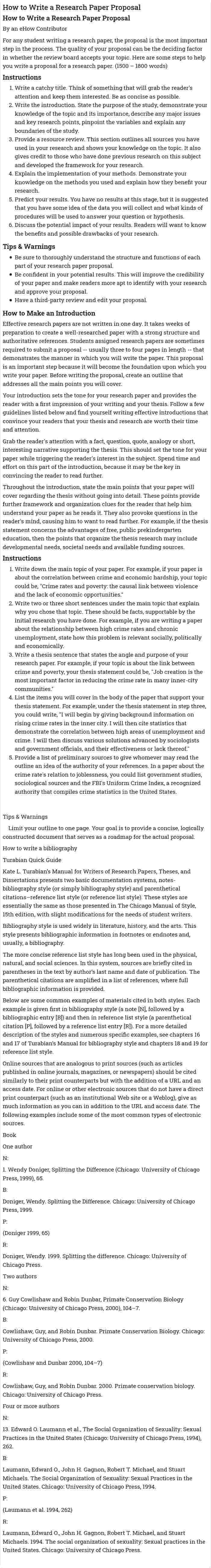 How to Write a Research Paper Proposal