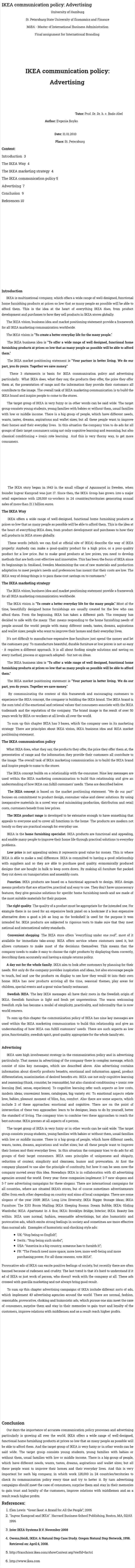 IKEA communication policy: Advertising