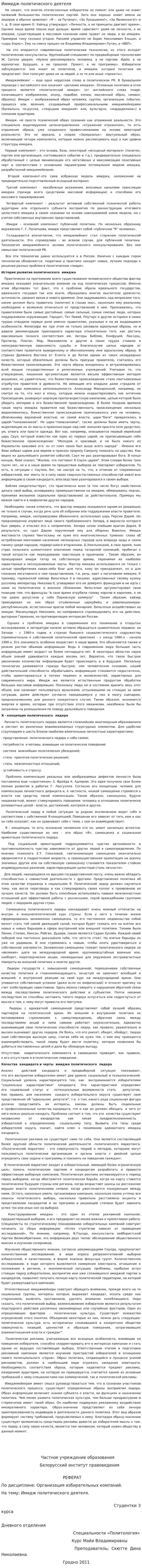 Иммидж политического деятеля