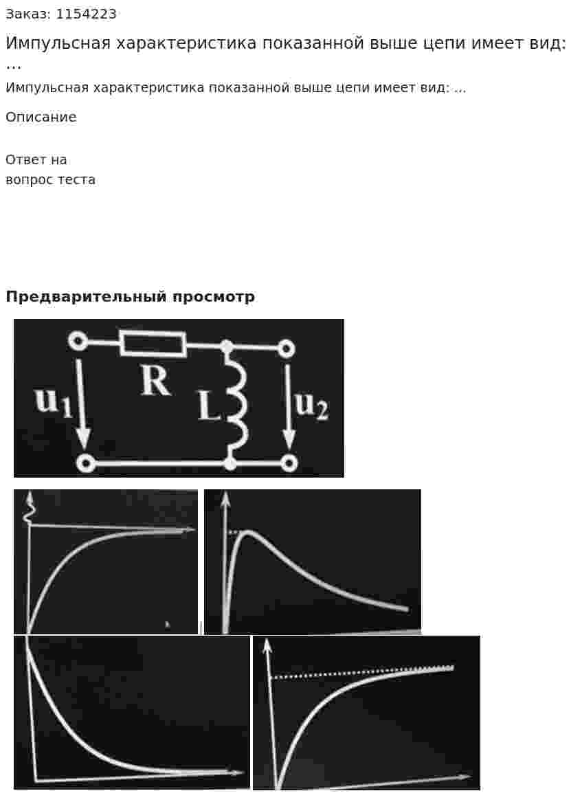 Импульсная характеристика показанной выше цепи имеет вид: … 