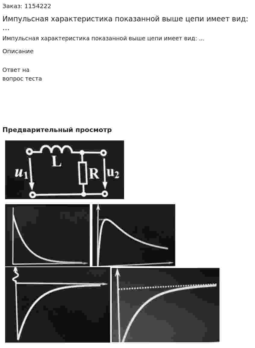 Импульсная характеристика показанной выше цепи имеет вид: … 