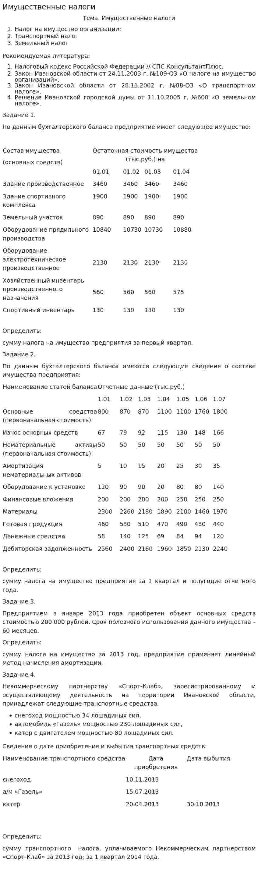 Имущественные налоги