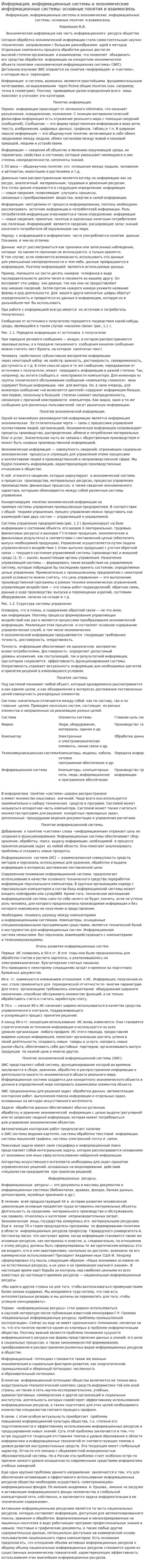Информация, информационные системы и экономические информационные системы: основные понятия и взаимосвязь