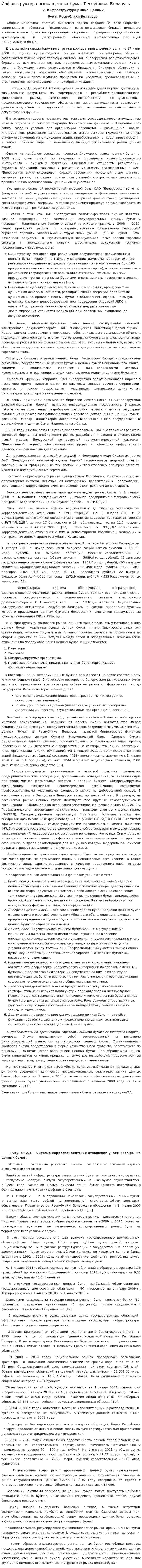 Инфраструктура рынка ценных бумаг Республики Беларусь