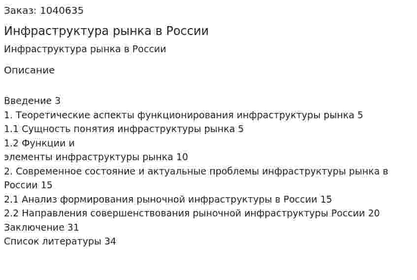 Инфраструктура рынка в России (курсовая работа) 