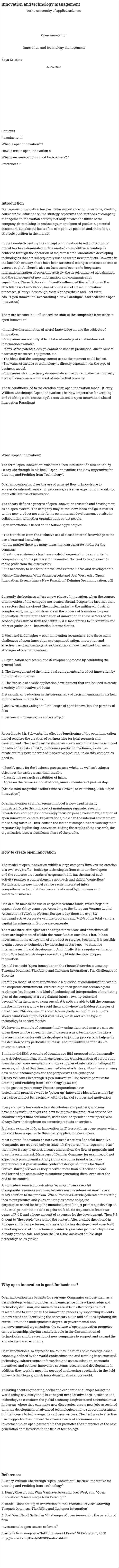 Innovation and technology management